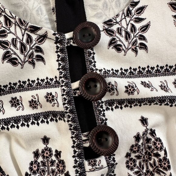 Anthropologie Woodblock Midi Dress Women's size 6 Cream Resort Vacation - Picture 4 of 9